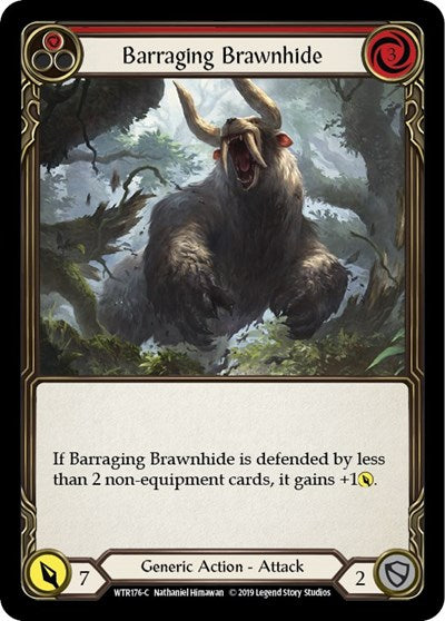 Barraging Brawnhide Red (WTR) #WTR176 Common (Unlimited Edition Normal Lightly Played) Welcome to Rathe Flesh and Blood TCG: 2019