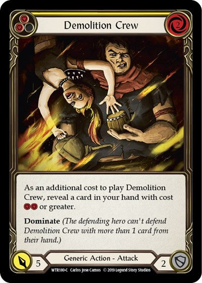 Demolition Crew Yellow (WTR) #WTR180 Common (Unlimited Edition Normal Lightly Played) Welcome to Rathe Flesh and Blood TCG: 2019