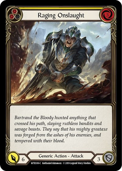 Raging Onslaught Yellow (WTR) #WTR189 Common (Unlimited Edition Normal Lightly Played) Welcome to Rathe Flesh and Blood TCG: 2019