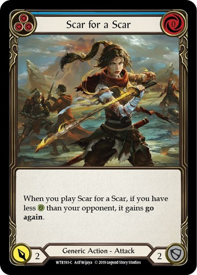 Scar for a Scar Blue (WTR) #WTR193 Common (1st Edition Normal Lightly Played) Welcome to Rathe Flesh and Blood TCG: 2019