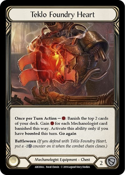 Teklo Foundry Heart (ARC) #ARC004 Legendary (Unlimited Edition Rainbow Foil Near Mint) Arcane Rising Flesh and Blood TCG: 2020