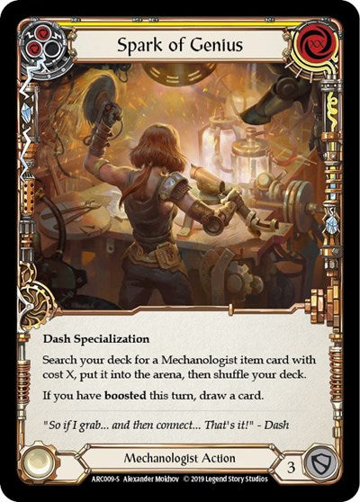 Spark of Genius (ARC) #ARC009 Super Rare (Unlimited Edition Normal Near Mint) Arcane Rising Flesh & Blood TCG: 2020