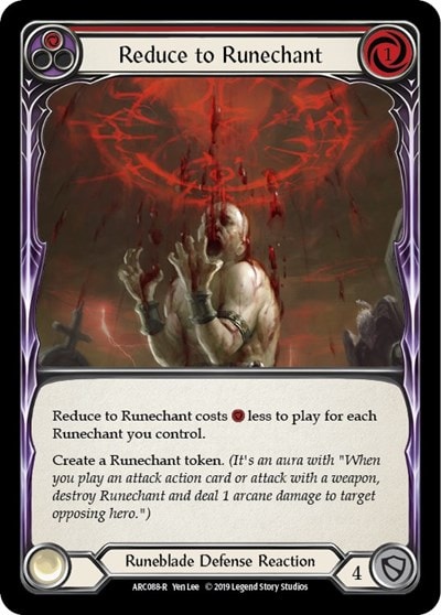 Reduce to Runechant Red (ARC) #ARC088 Rare (Unlimited Edition Normal Lightly Played) Arcane Rising Flesh and Blood TCG: 2020