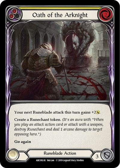 Oath of the Arknight Yellow (ARC) #ARC092 Rare Arcane Rising Flesh and Blood TCG: 2020