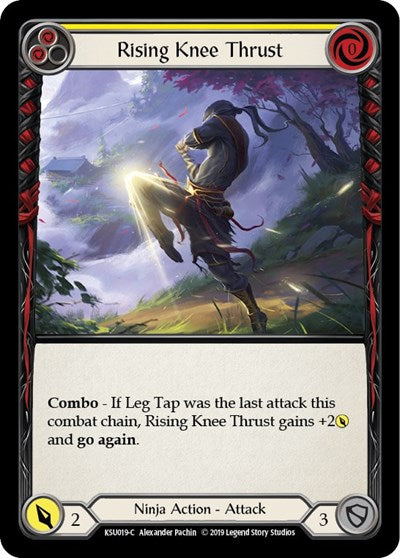 2019 Flesh & Blood TCG: Hero Deck: Katsu (KSU) - Rising Knee Thrust Yellow (#KSU019, Common) (1st Edition Normal, Lightly Played)