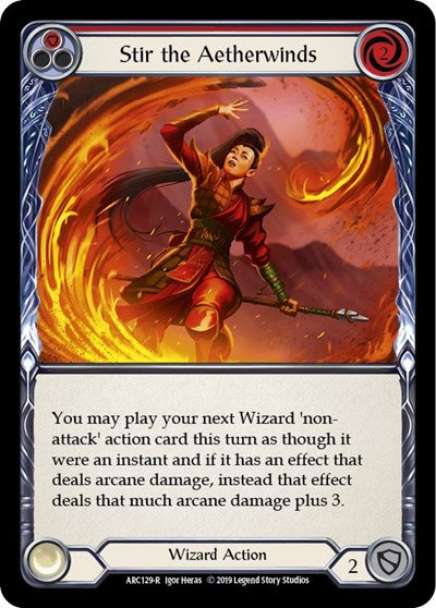 Stir the Aetherwinds Red (ARC) #ARC129 Rare (1st Edition Rainbow Foil Near Mint) Arcane Rising Flesh & Blood TCG: 2020