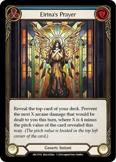 Eirinas Prayer Blue (ARC) #ARC175 Rare (Unlimited Edition Normal Lightly Played) Arcane Rising Flesh and Blood TCG: 2020