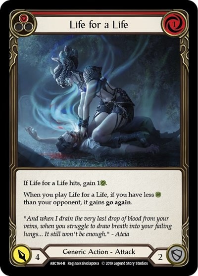 Life for a Life Red (ARC) #ARC164 Rare (Unlimited Edition Normal Lightly Played) Arcane Rising Flesh and Blood TCG: 2020