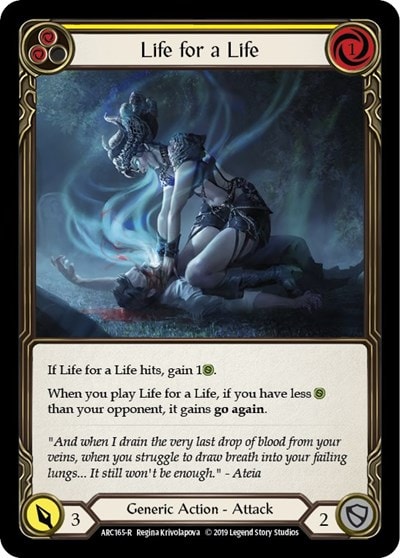 Life for a Life Yellow (ARC) #ARC165 Rare (Unlimited Edition Normal Lightly Played) Arcane Rising Flesh and Blood TCG: 2020