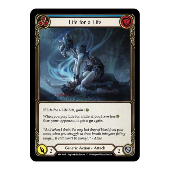 Life for a Life (Blue) (ARC) #ARC166 Rare (Unlimited Edition Normal Lightly Played) Arcane Rising Flesh and Blood TCG: 2020