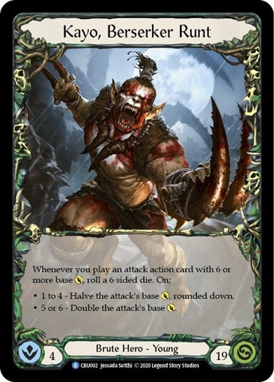 Kayo Berserker Runt (CRU) #CRU002 Rare (Unlimited Edition Normal Lightly Played) Crucible of War Flesh and Blood TCG: 2020