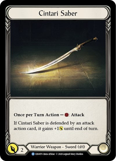 Cintari Saber (CRU) #CRU079 Rare (Unlimited Edition Rainbow Foil Near Mint) Crucible of War Flesh and Blood TCG: 2020