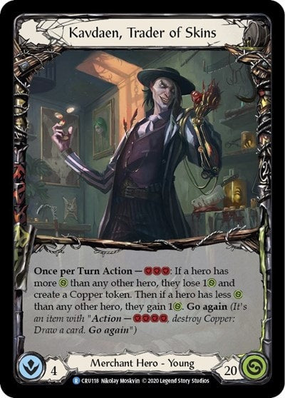 Kavdaen Trader of Skins (CRU) #CRU118 Rare (Unlimited Edition Normal Lightly Played) Crucible of War Flesh and Blood TCG: 2020