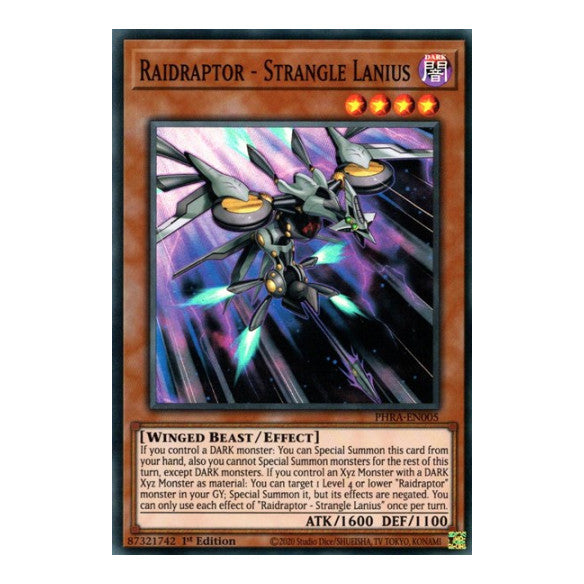 Raidraptor - Strangle Lanius (PHRA) #PHRA-EN005 Super Rare (1st Edition Near Mint) Phantom Rage YuGiOh: 2020