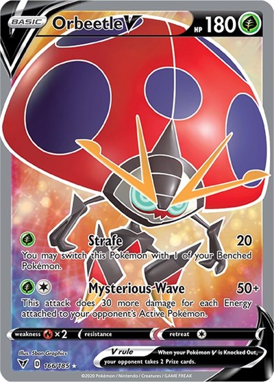 Orbeetle V Full Art (SWSH04) #166/185 Ultra Rare (Holofoil Near Mint) SWSH04: Vivid Voltage Pokemon: 2020