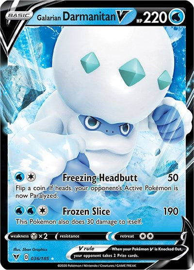 Galarian Darmanitan V (SWSH04) #036/185 Ultra Rare (Holofoil Near Mint) SWSH04: Vivid Voltage Pokemon: 2020