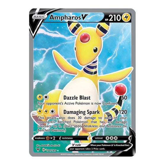 Ampharos V (Full Art) (SWSH04) #171/185 Ultra Rare (Holofoil Near Mint) SWSH04: Vivid Voltage Pokemon: 2020
