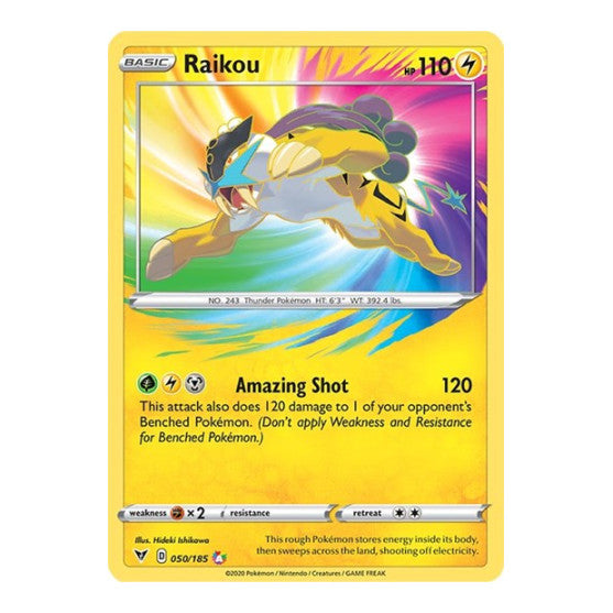 Raikou (SWSH04) #050/185 Amazing Rare (Holofoil Near Mint) SWSH04: Vivid Voltage Pokemon: 2020