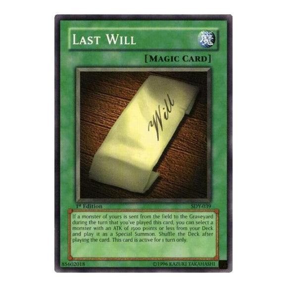 Last Will (SDY) #SDY-039 Common (Unlimited Damaged) Starter Deck: Yugi YuGiOh: 2002
