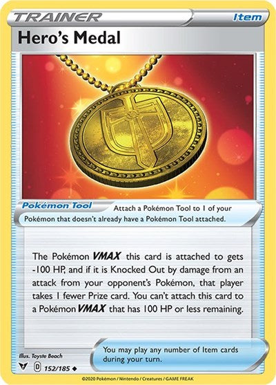 Heros Medal (SWSH04) #152/185 Uncommon (Reverse Holofoil Lightly Played) SWSH04: Vivid Voltage Pokemon: 2020