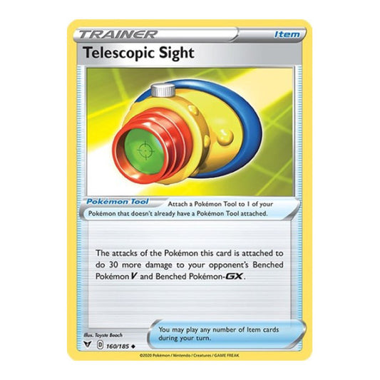 Telescopic Sight (SWSH04) #160/185 Uncommon (Reverse Holofoil Near Mint) SWSH04: Vivid Voltage Pokemon: 2020