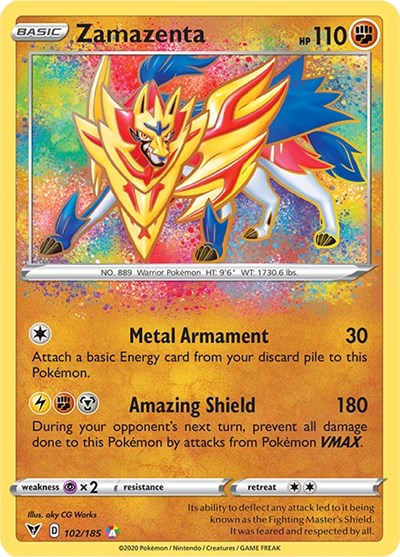 Zamazenta (SWSH04) #102/185 Amazing Rare (Holofoil Near Mint) SWSH04: Vivid Voltage Pokemon: 2020