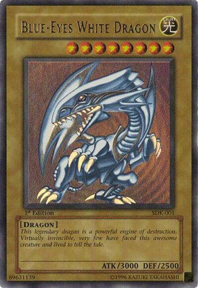 Blue Eyes White Dragon (SDK) #SDK-001 Ultra Rare (Unlimited Damaged) Starter Deck: Kaiba YuGiOh: 2002