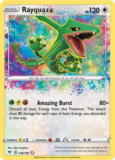 Rayquaza (SWSH04) #138/185 Amazing Rare (Holofoil Near Mint) SWSH04: Vivid Voltage Pokemon: 2020