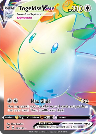 Togekiss VMAX Secret (SWSH04) #191/185 Secret Rare (Holofoil Near Mint) SWSH04: Vivid Voltage Pokemon: 2020