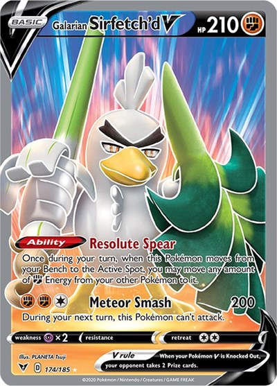 Galarian Sirfetchd V Full Art (SWSH04) #174/185 Ultra Rare (Holofoil Near Mint) SWSH04: Vivid Voltage Pokemon: 2020