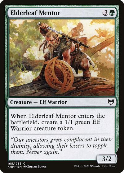 Elderleaf Mentor (KHM) #165 Common (Foil Lightly Played) Kaldheim Magic: The Gathering: 2021