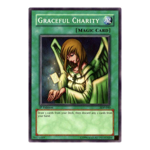 Graceful Charity (SDP) #SDP-040 Super Rare (1st Edition Damaged) Starter Deck: Pegasus YuGiOh: 2003