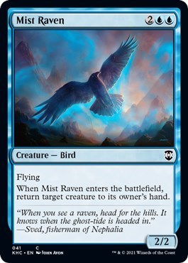 Mist Raven (KHC) #41 Common (Lightly Played) Commander: Kaldheim Magic: The Gathering: 2021
