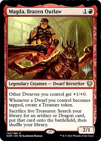 Magda, Brazen Outlaw (PPKHM) #142 Rare (Lightly Played) Promo Pack: Kaldheim Magic: The Gathering: 2021