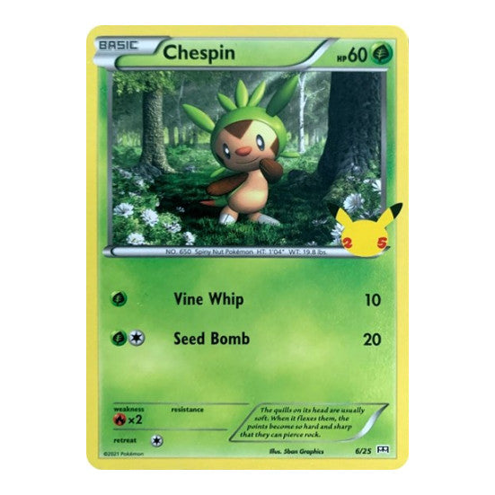 Chespin - 6/25 (M21) #006/025 Promo (Lightly Played) McDonald's 25th Anniversary Promos Pokemon: 2021