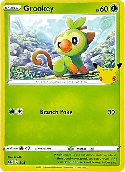 Grookey 8 25 (M21) #008/025 Promo (Near Mint) McDonald's 25th Anniversary Promos Pokemon: 2021