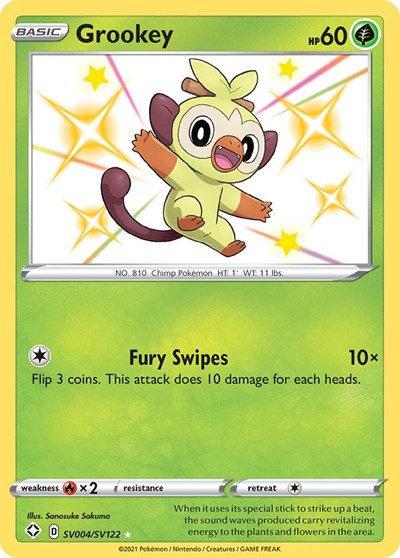 Grookey (SHFSV) #SV004/SV122 Shiny Holo Rare (Holofoil Near Mint) Shining Fates: Shiny Vault Pokemon: 2021
