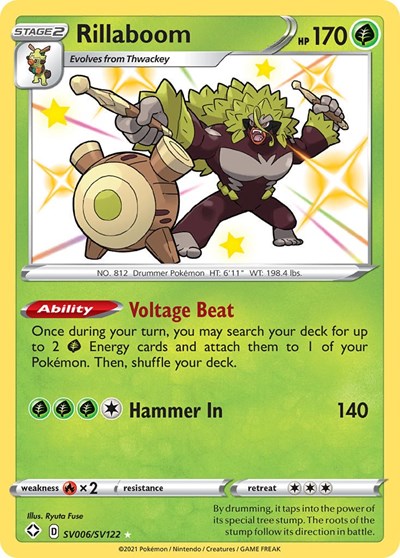Rillaboom (SHFSV) #SV006/SV122 Shiny Holo Rare (Holofoil Near Mint) Shining Fates: Shiny Vault Pokemon: 2021