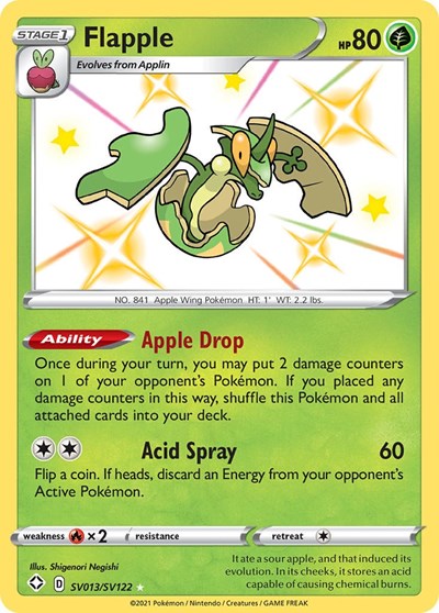 Flapple (SHFSV) #SV013/SV122 Shiny Holo Rare (Holofoil Lightly Played) Shining Fates: Shiny Vault Pokemon: 2021