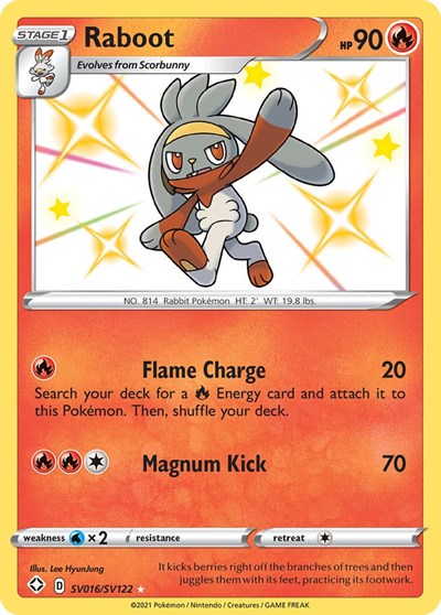 Raboot (SHFSV) #SV016/SV122 Shiny Holo Rare (Holofoil Near Mint) Shining Fates: Shiny Vault Pokemon: 2021