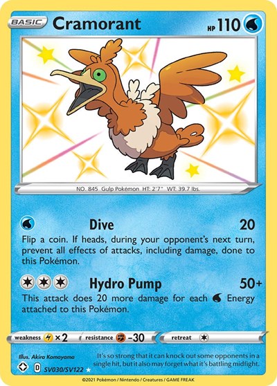 Cramorant (SHFSV) #SV030/SV122 Shiny Holo Rare (Holofoil Near Mint) Shining Fates: Shiny Vault Pokemon: 2021