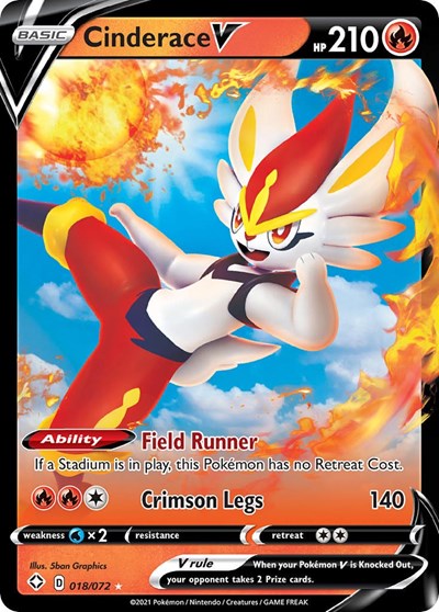 Cinderace V (SHF) #018/072 Ultra Rare Shining Fates Pokemon: 2021