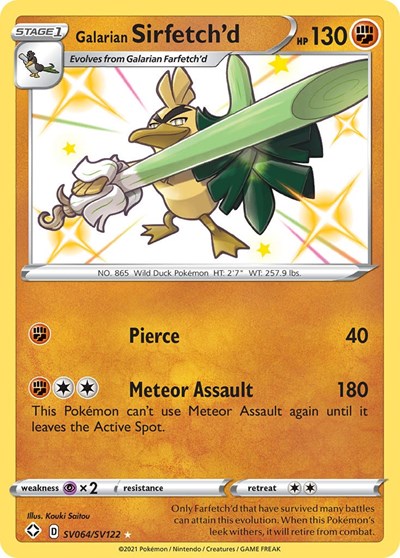 Galarian Sirfetchd (SHFSV) #SV064/SV122 Shiny Holo Rare (Holofoil Near Mint) Shining Fates: Shiny Vault Pokemon: 2021