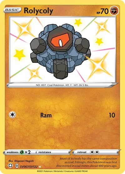 Rolycoly (SHFSV) #SV067/SV122 Shiny Holo Rare (Holofoil Near Mint) Shining Fates: Shiny Vault Pokemon: 2021