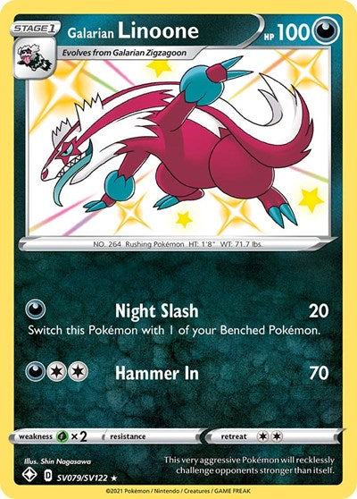 Galarian Linoone (SHFSV) #SV079/SV122 Shiny Holo Rare (Holofoil Near Mint) Shining Fates: Shiny Vault Pokemon: 2021