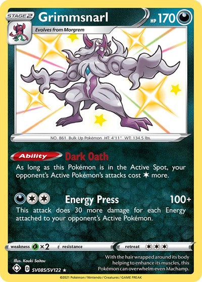 Grimmsnarl (SHFSV) #SV085/SV122 Shiny Holo Rare (Holofoil Near Mint) Shining Fates: Shiny Vault Pokemon: 2021