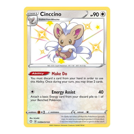 Cinccino (SHFSV) #SV094/SV122 Shiny Holo Rare (Holofoil Lightly Played) Shining Fates: Shiny Vault Pokemon: 2021