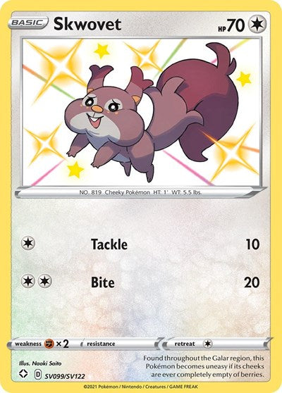Skwovet (SHFSV) #SV099/SV122 Shiny Holo Rare (Holofoil Near Mint) Shining Fates: Shiny Vault Pokemon: 2021