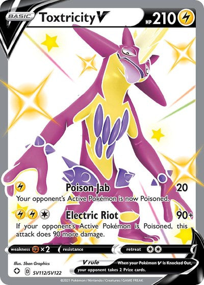 Toxtricity V (SHFSV) #SV112/SV122 Shiny Holo Rare (Holofoil Near Mint) Shining Fates: Shiny Vault Pokemon: 2021