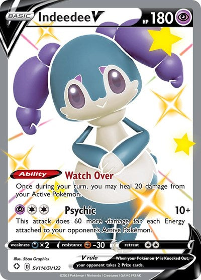 Indeedee V (SHFSV) #SV114/SV122 Shiny Holo Rare (Holofoil Near Mint) Shining Fates: Shiny Vault Pokemon: 2021